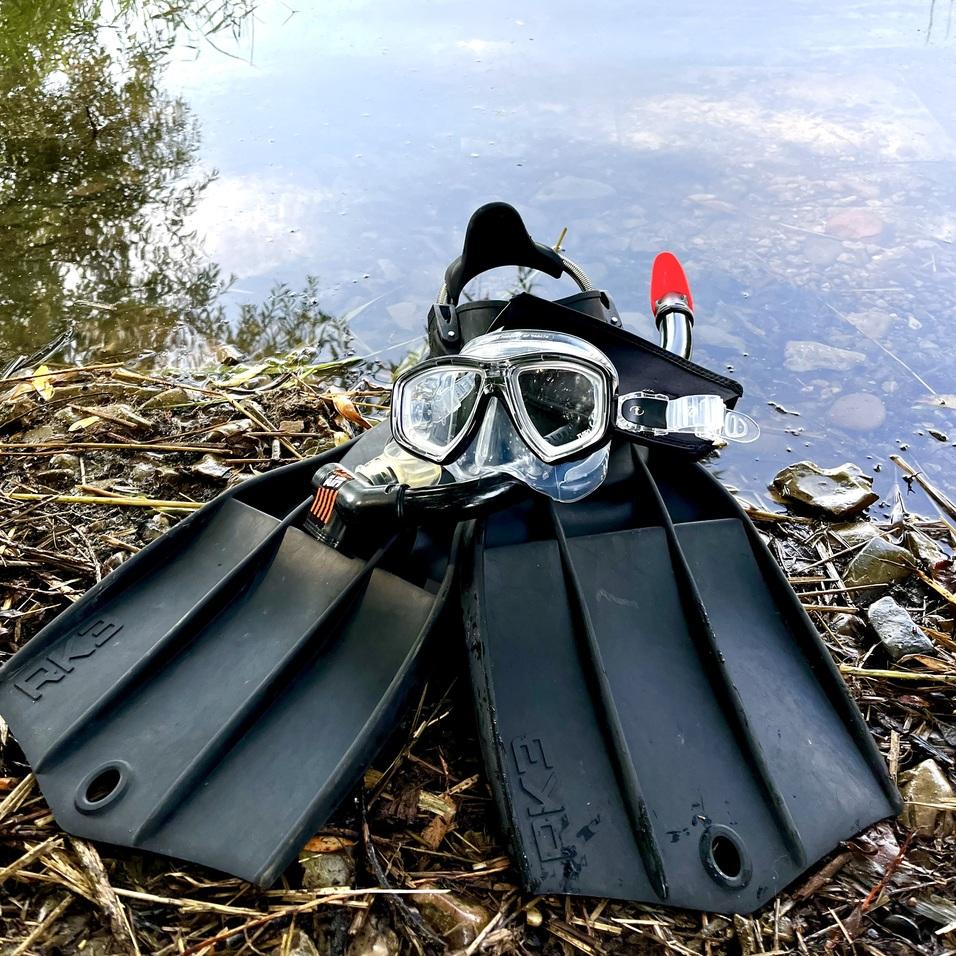Maske Flossen Schnorchel Maske Flossen Schnorchel am See