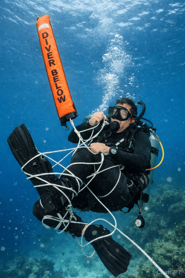 Verhedderter Taucher (KI)